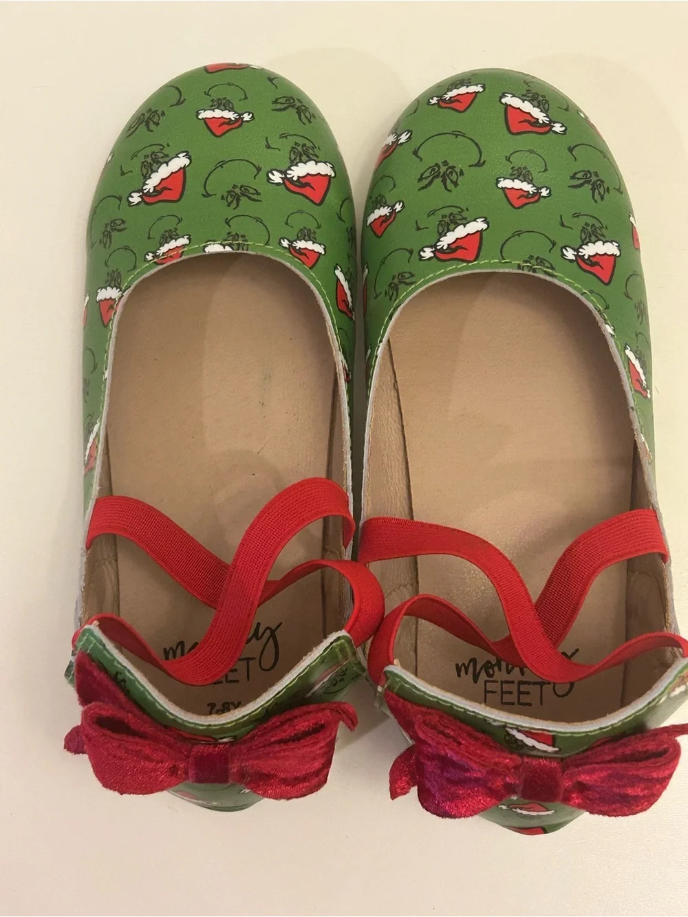 Monkey Feet Kids Green Santa Shoes Christmas grinch
